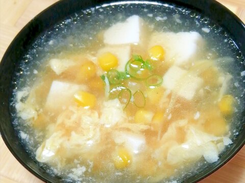 玉ねぎとコーンのトロ～リ卵スープ☆中華風味
